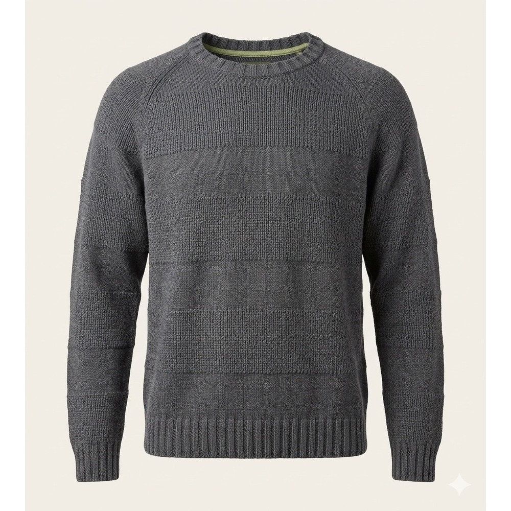 Timberland Mens XL Charcoal Gray 100% Cotton Textured Stripe Crew Neck Sweater